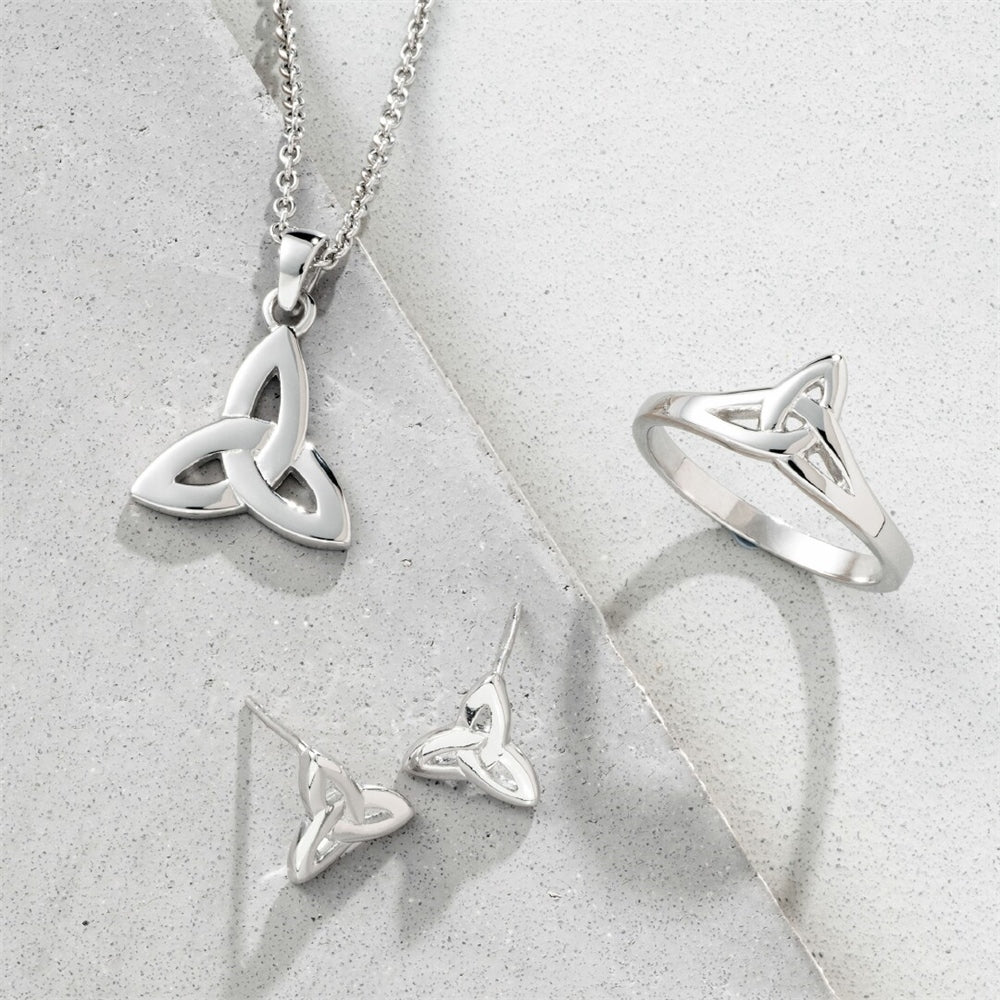 Galway Crystal Trinity Knot Sterling Silver Pendant