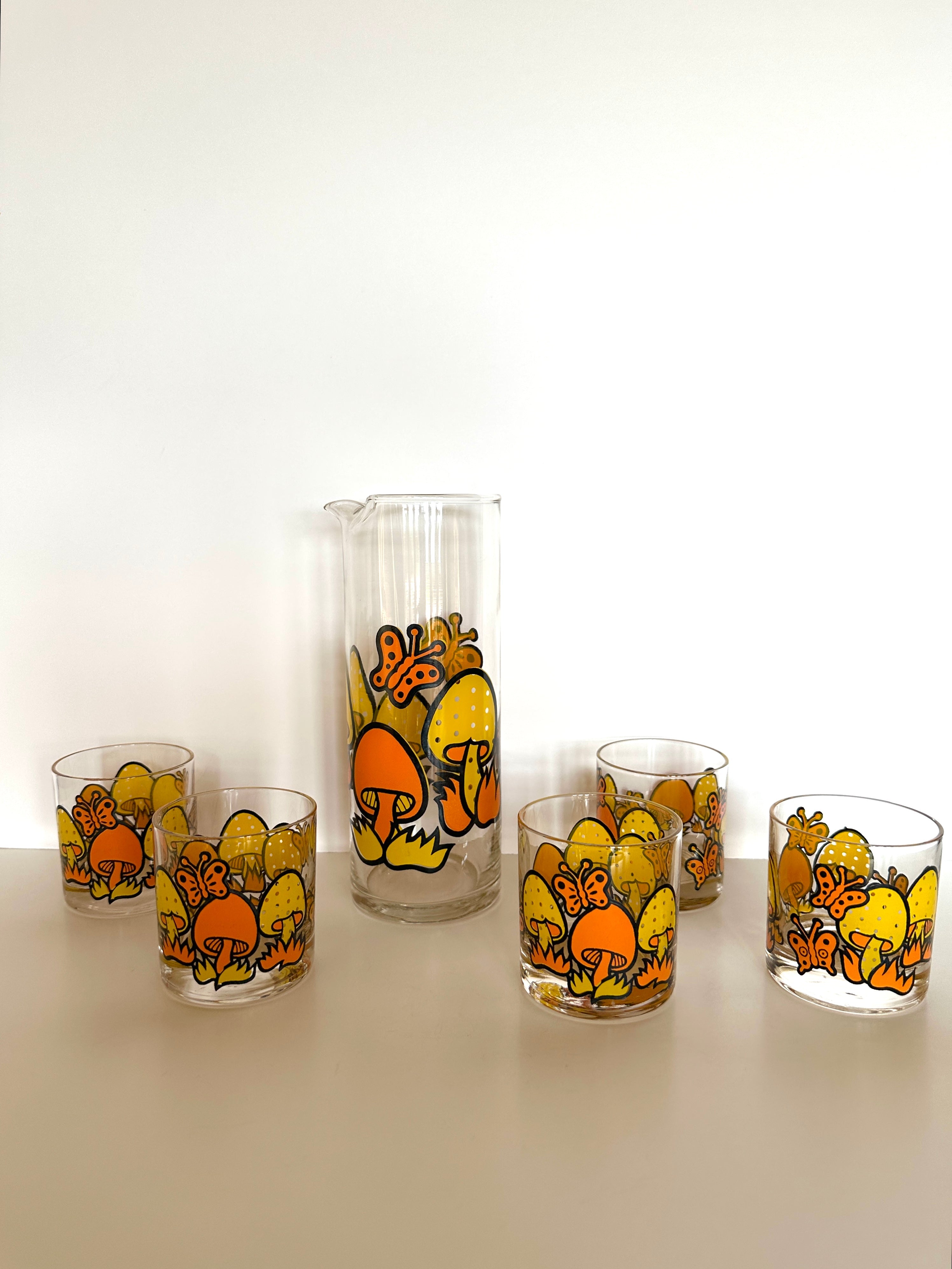 Vintage Mushroom Glasses Set