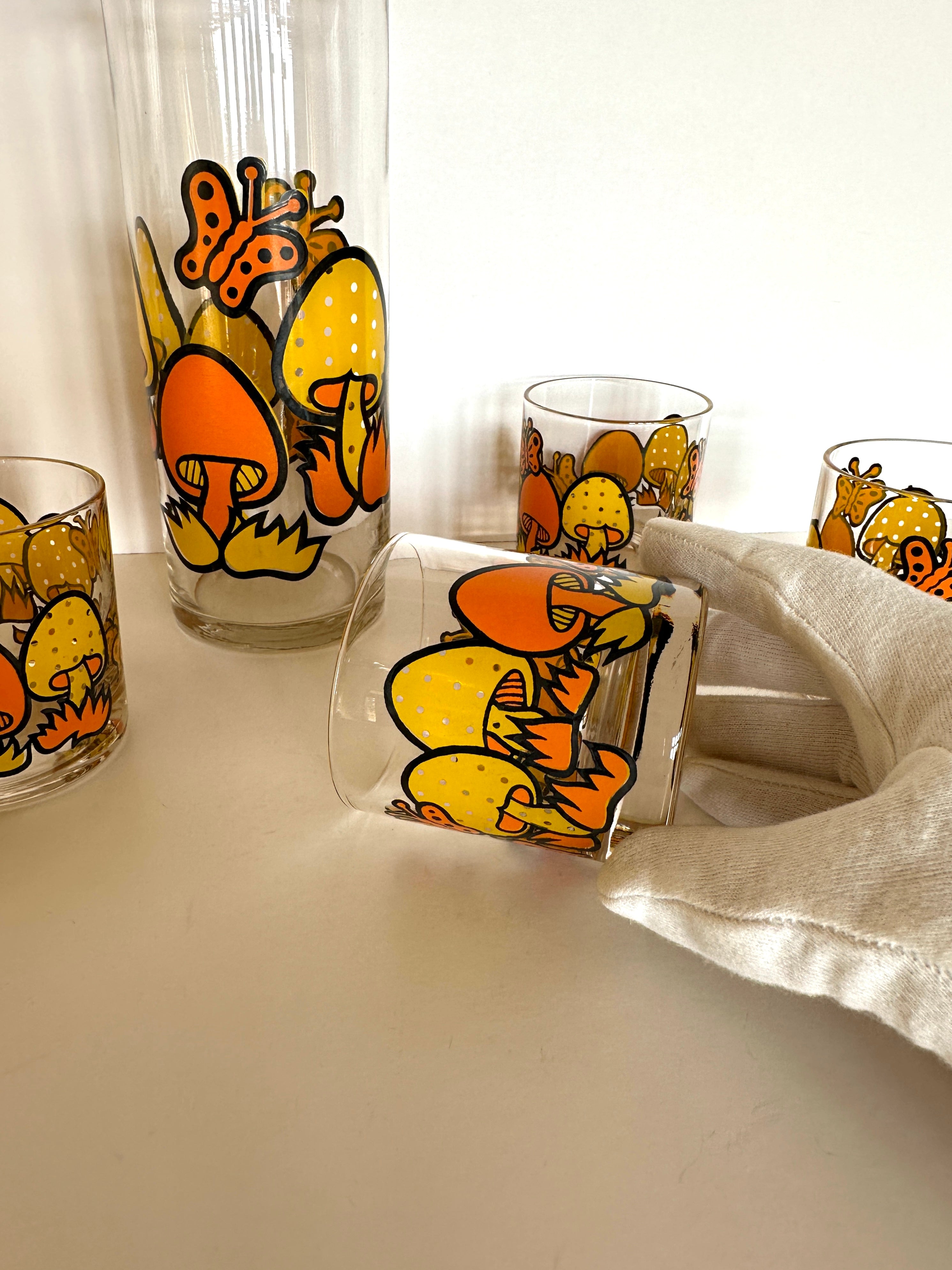 Vintage Mushroom Glasses Set