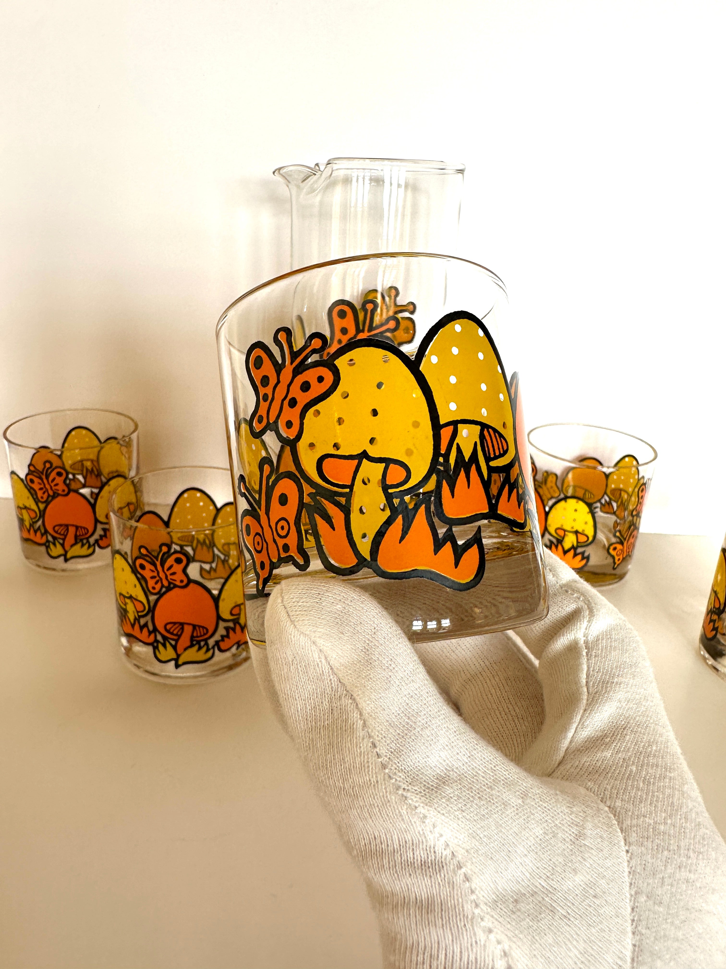 Vintage Mushroom Glasses Set