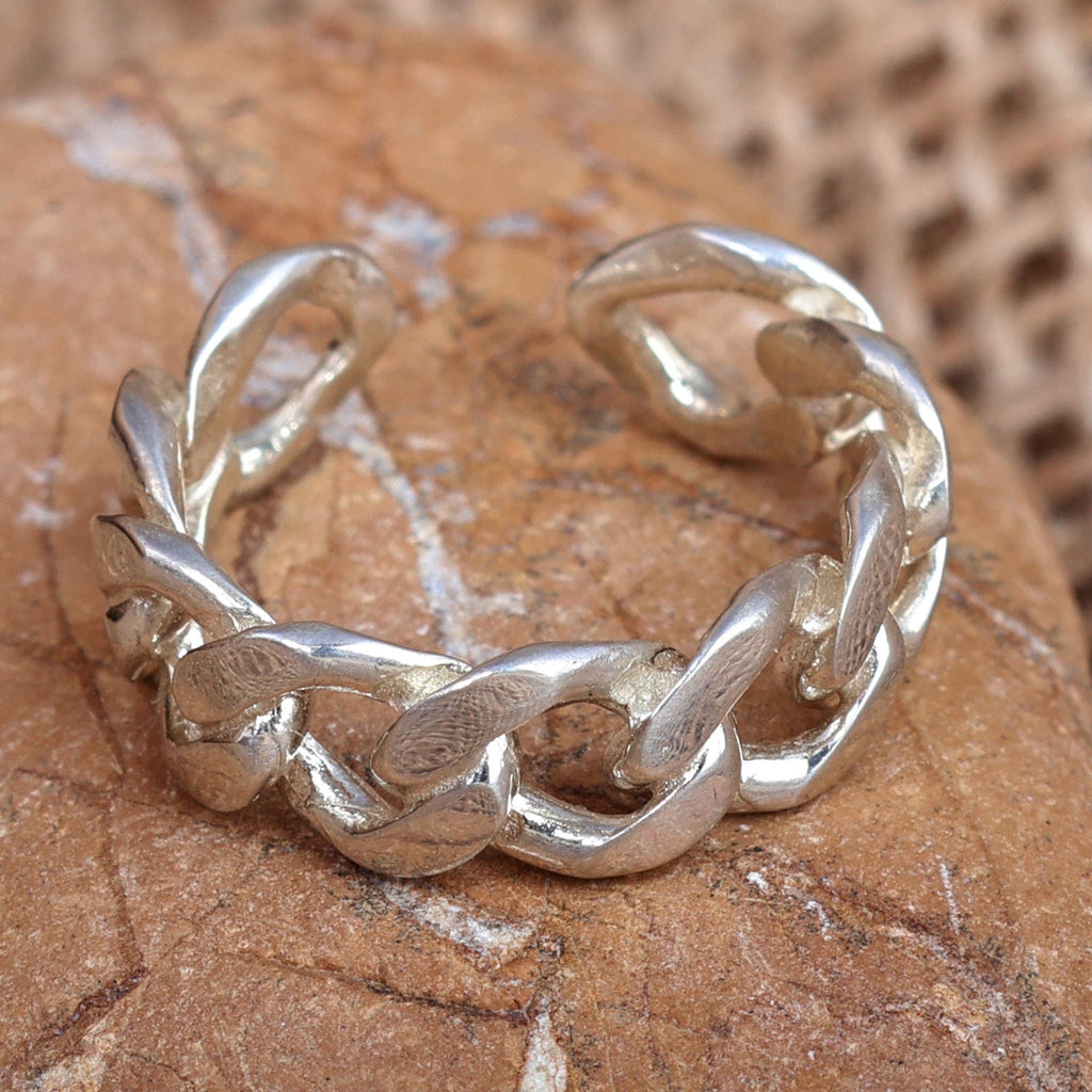 Cable Chain-Shaped Sterling Silver Ear Cuff from Armenia - United Elegance