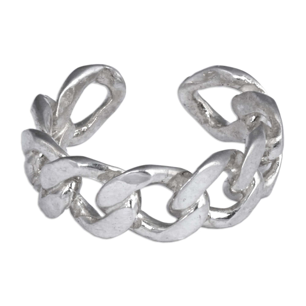 Cable Chain-Shaped Sterling Silver Ear Cuff from Armenia - United Elegance