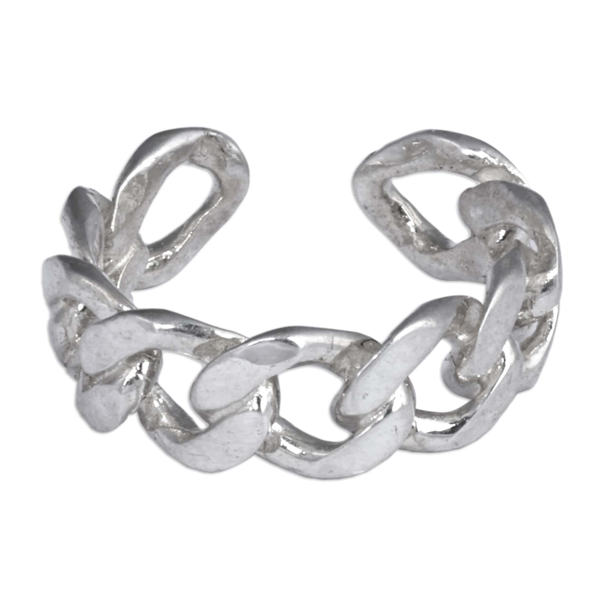 Cable Chain-Shaped Sterling Silver Ear Cuff from Armenia - United Elegance