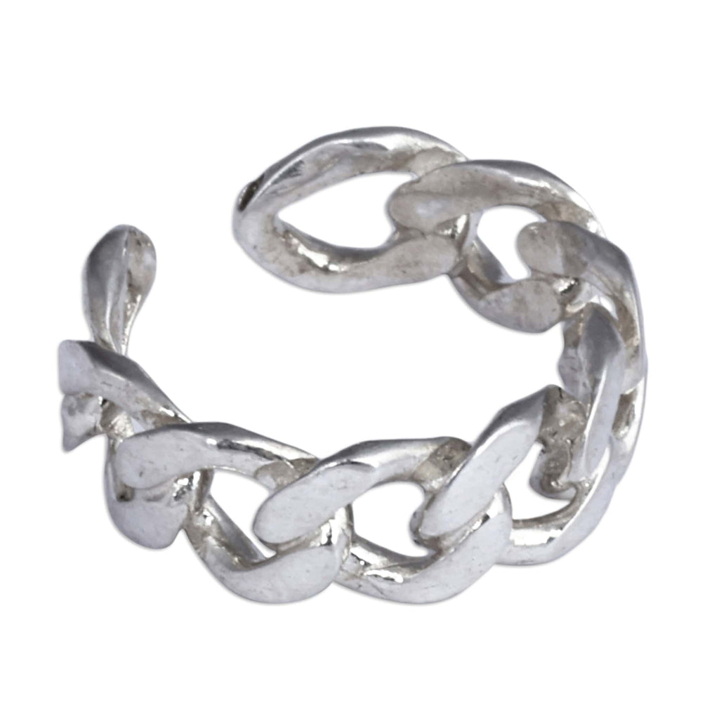 Cable Chain-Shaped Sterling Silver Ear Cuff from Armenia - United Elegance