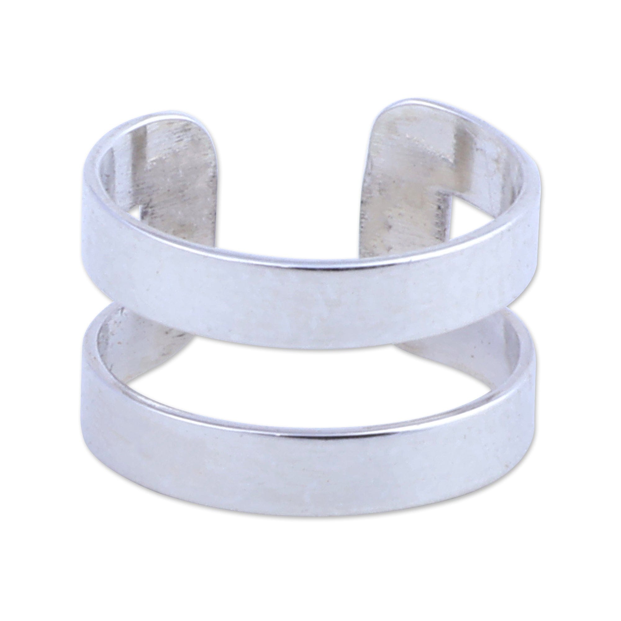 High-Polished Modern Sterling Silver Ear Cuff from Armenia - Parallel Dreams