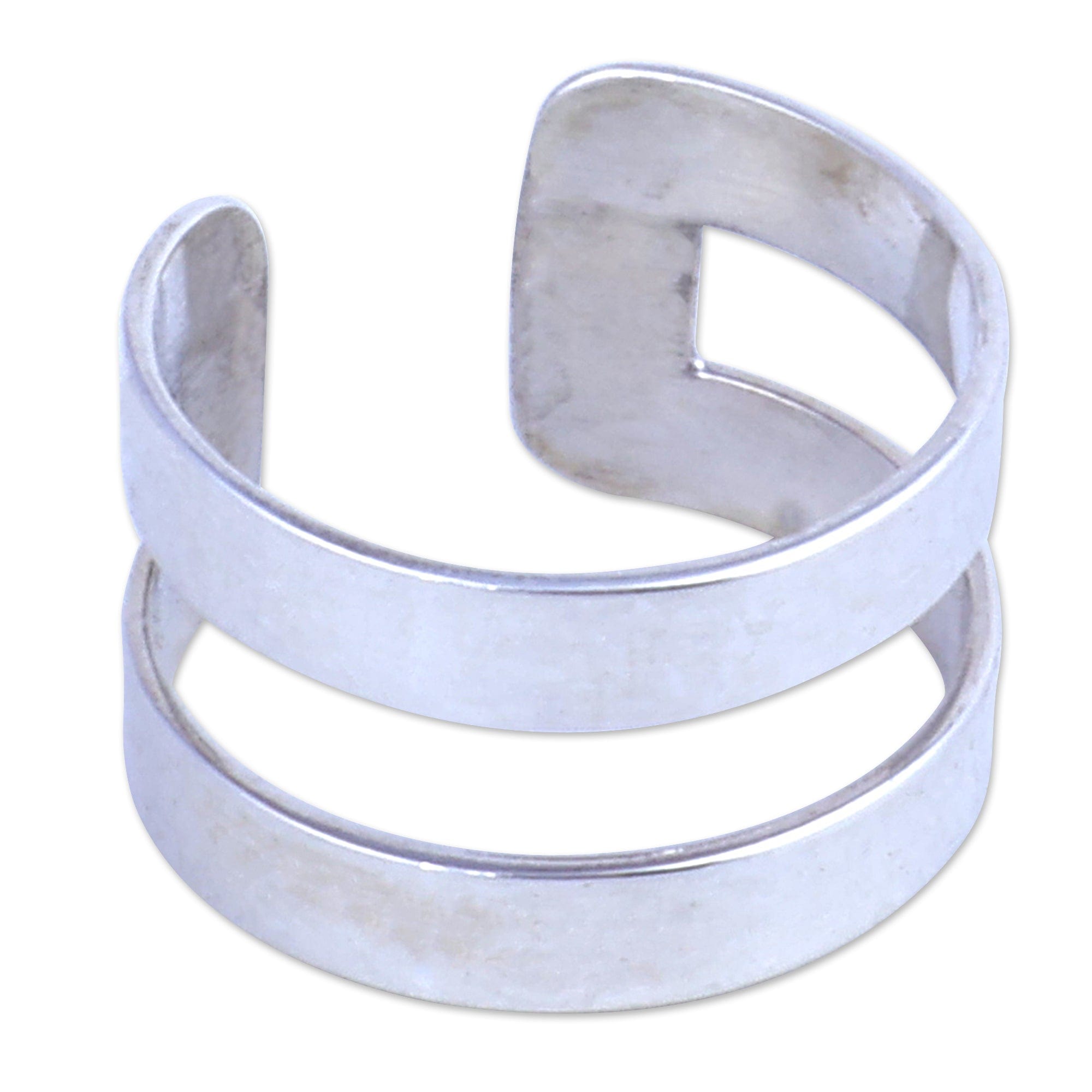 High-Polished Modern Sterling Silver Ear Cuff from Armenia - Parallel Dreams