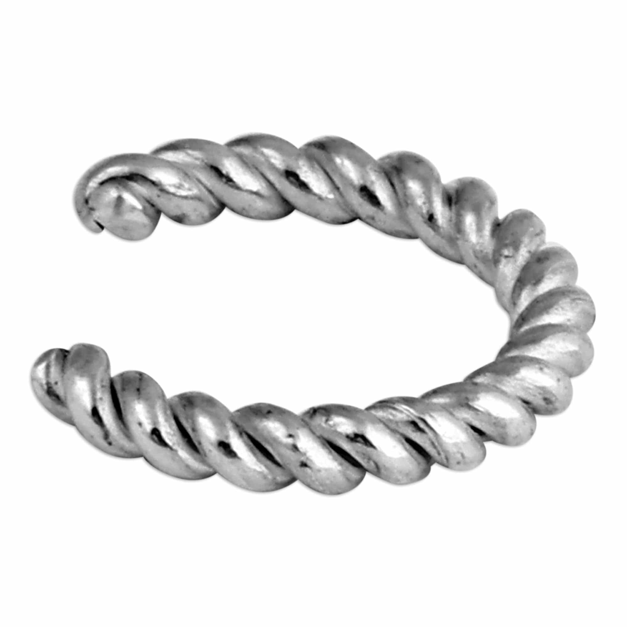High-Polished Rope-Shaped Sterling Silver Ear Cuff - One Embrace