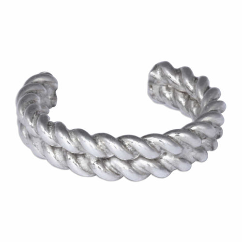 Double Rope-Shaped Sterling Silver Ear Cuff from Armenia - Double Blessings