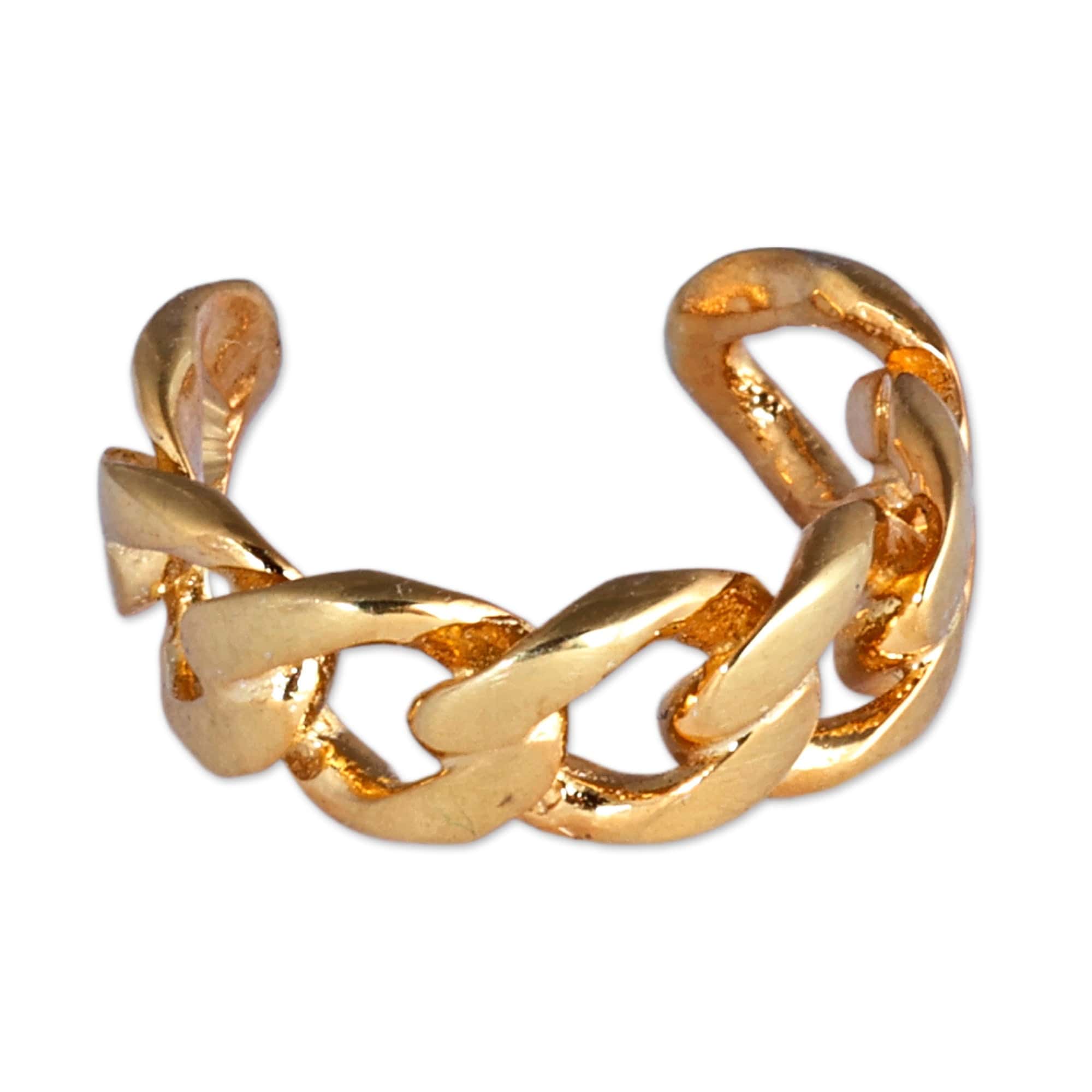 Cable Chain-Shaped Gold-Plated Ear Cuff from Armenia - United Triumph